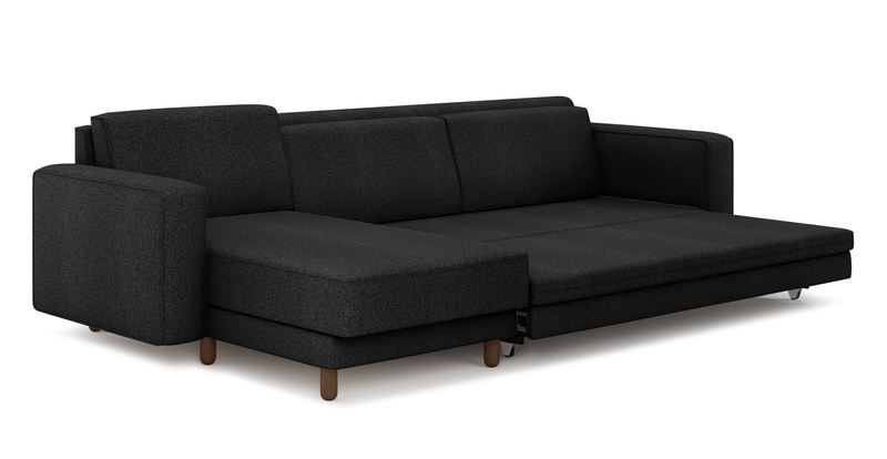 Losa Slim 292 x 166 Corner sofa bed cylindrical wooden leg - Bouclé