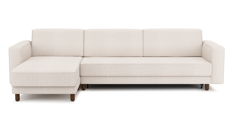 Losa 317 x 166 Corner sofa bed cylindrical wooden leg - Bouclé