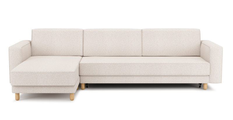 Losa 317 x 166 Corner sofa bed cylindrical wooden leg - Bouclé