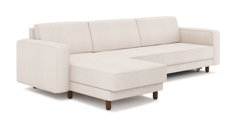 Losa Slim 292 x 166 Corner sofa bed cylindrical wooden leg - Bouclé