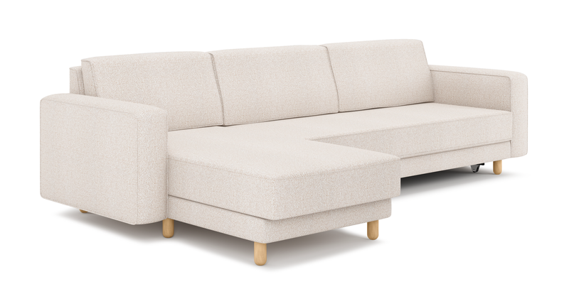 Losa Slim 292 x 166 Corner sofa bed cylindrical wooden leg - Bouclé