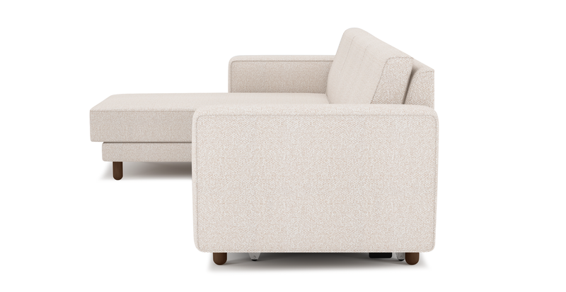 Losa Slim 292 x 166 Corner sofa bed cylindrical wooden leg - Bouclé