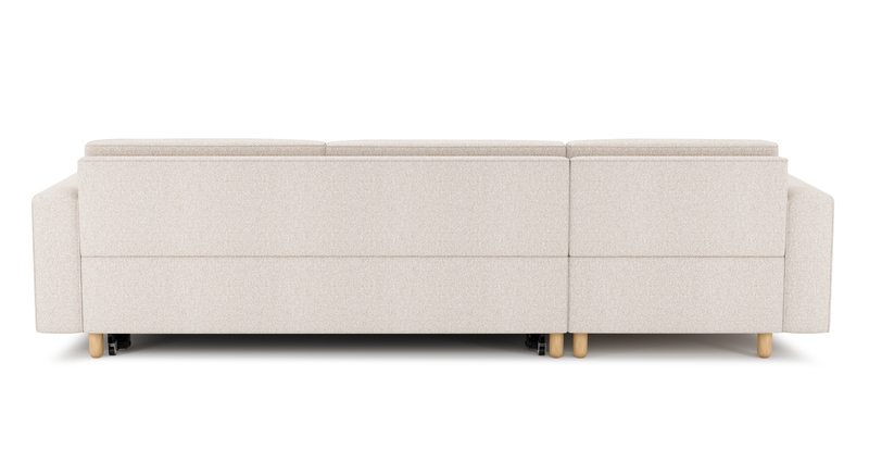 Losa Slim 292 x 166 Corner sofa bed cylindrical wooden leg - Bouclé