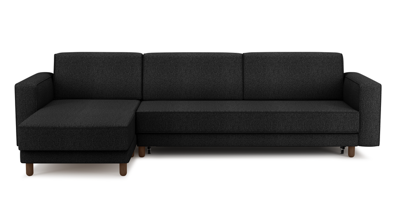 Losa Slim 292 x 166 Corner sofa bed cylindrical wooden leg - Bouclé