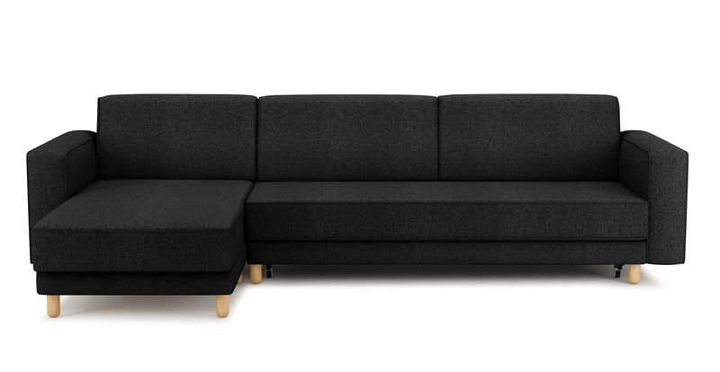 Losa Slim 292 x 166 Corner sofa bed cylindrical wooden leg - Bouclé