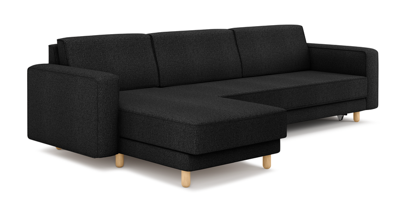 Losa Slim 292 x 166 Corner sofa bed cylindrical wooden leg - Bouclé