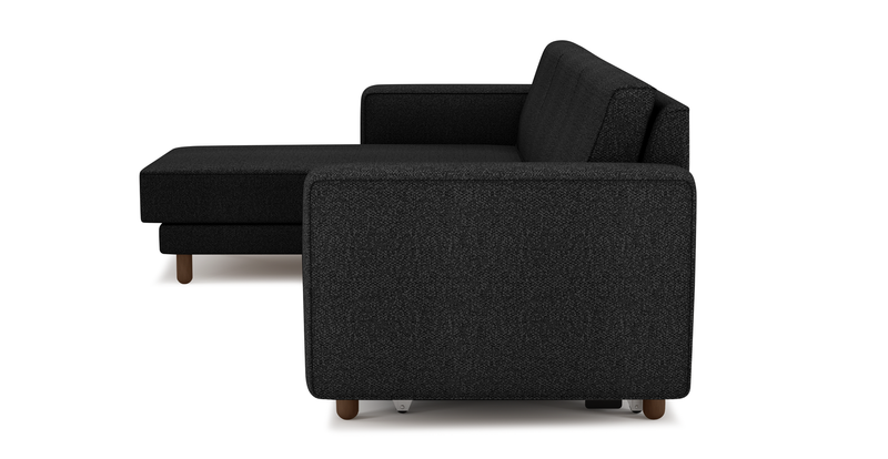 Losa Slim 292 x 166 Corner sofa bed cylindrical wooden leg - Bouclé