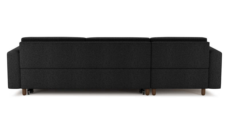 Losa Slim 292 x 166 Corner sofa bed cylindrical wooden leg - Bouclé