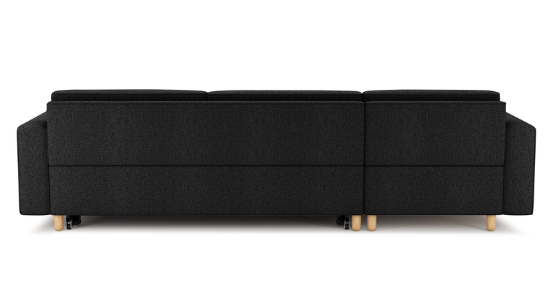 Losa Slim 292 x 166 Corner sofa bed cylindrical wooden leg - Bouclé