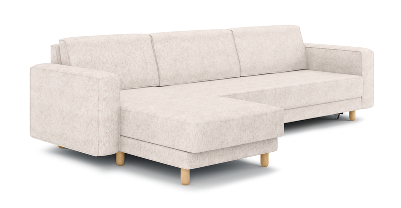 Losa 317 x 166 corner sofa bed cylindrical wooden leg - natural fabric