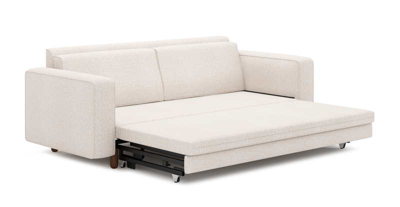 Losa 3-seater sofa bed cylindrical wooden leg - bouclé