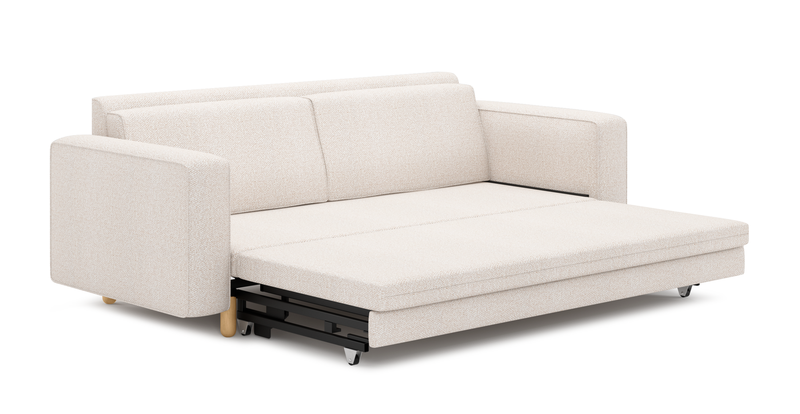 Losa 3-seater sofa bed cylindrical wooden leg - bouclé