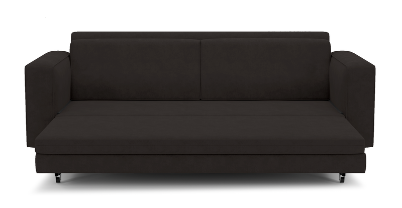 Losa 3-seater sofa bed cylindrical wooden leg - velvet