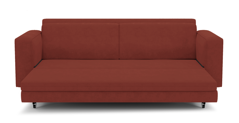 Losa 3-seater sofa bed cylindrical wooden leg - velvet