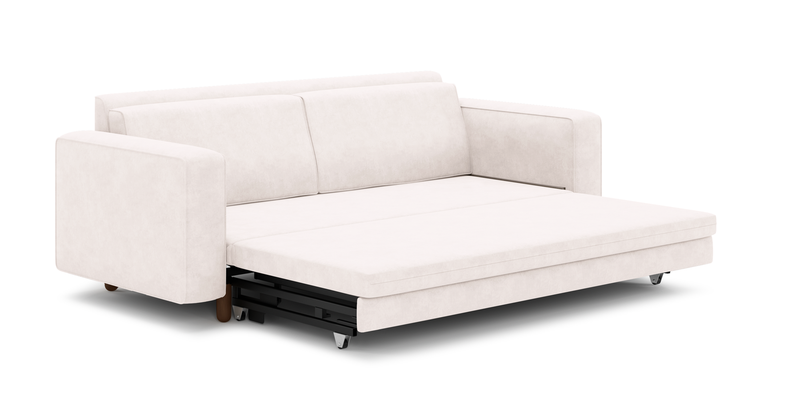 Losa 3-seater sofa bed cylindrical wooden leg - velvet