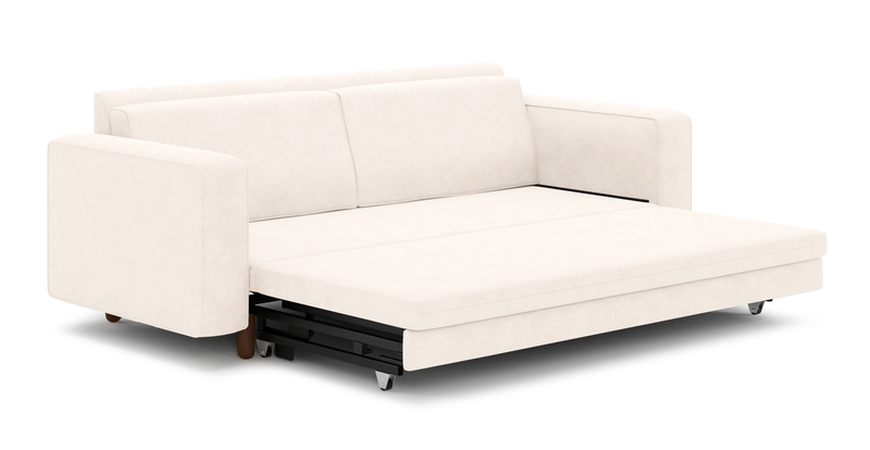 Losa 3-seater sofa bed cylindrical wooden leg - velvet