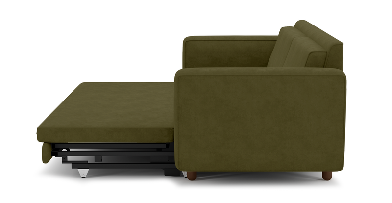 Losa 3-seater sofa bed cylindrical wooden leg - velvet