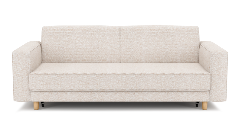 Losa 3-seater sofa bed cylindrical wooden leg - bouclé