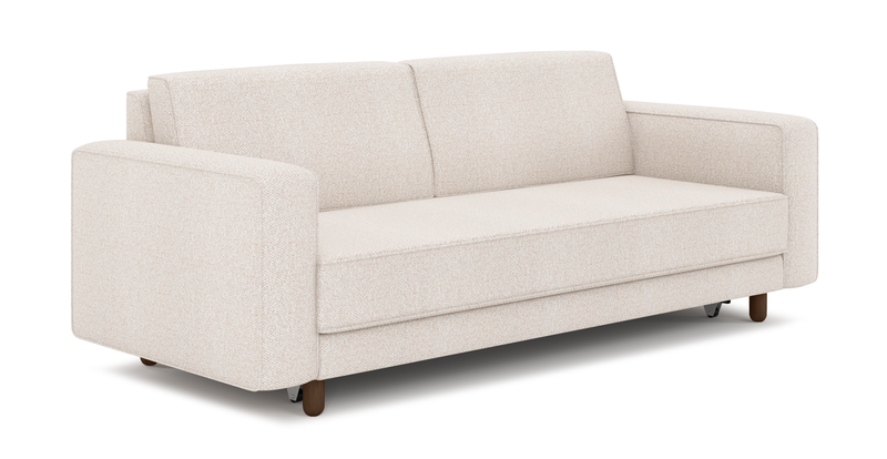 Losa 3-seater sofa bed cylindrical wooden leg - bouclé