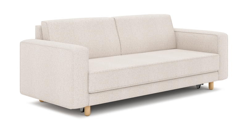 Losa 3-seater sofa bed cylindrical wooden leg - bouclé