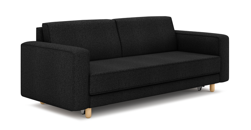 Losa 3-seater sofa bed cylindrical wooden leg - bouclé