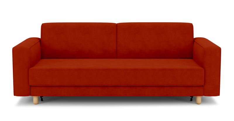 Losa 3-Sitzer Sofa Bett Zylindrisch Holzbein - Samt