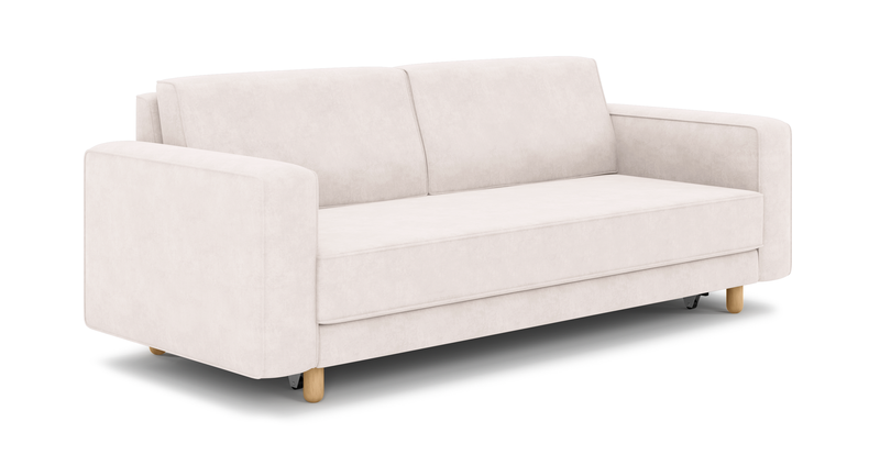 Losa 3-seater sofa bed cylindrical wooden leg - velvet