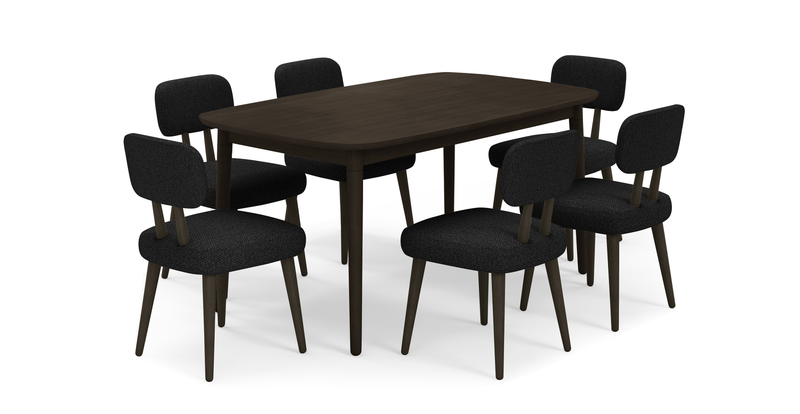 Lyno fixed dining table set (6-piece Roa) - Bouclé