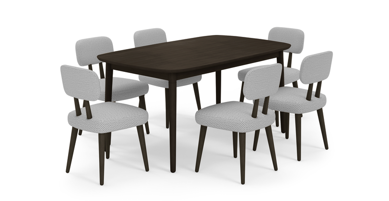 Lyno fixed dining table set (6-piece Roa) - natural fabric