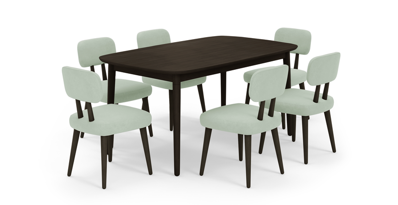 Lyno fixed dining table set (6-piece Roa) - velvet