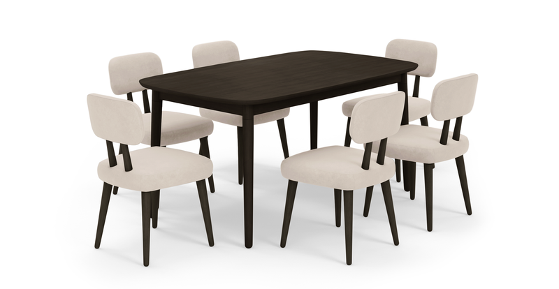 Lyno fixed dining table set (6-piece Roa) - velvet