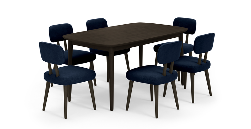 Lyno fixed dining table set (6-piece Roa) - velvet