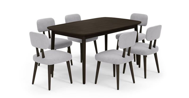 Lyno fixed dining table set (6-piece Roa) - velvet