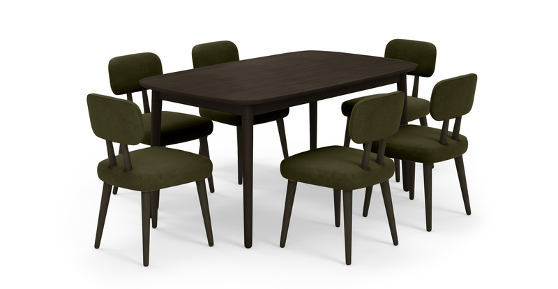 Lyno fixed dining table set (6-piece Roa) - velvet