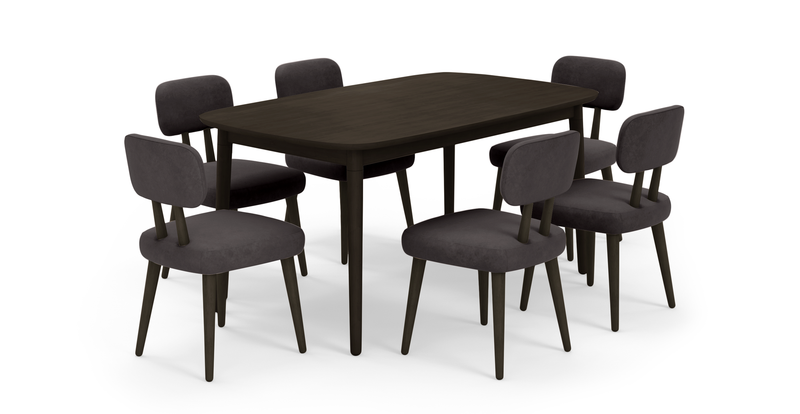 Lyno fixed dining table set (6-piece Roa) - velvet