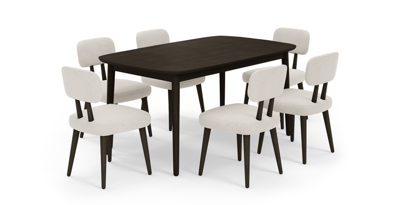 Lyno fixed dining table set (6-piece Roa) - velvet