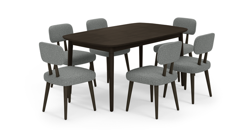 Lyno extendable dining table set (6-piece Roa) - fabric