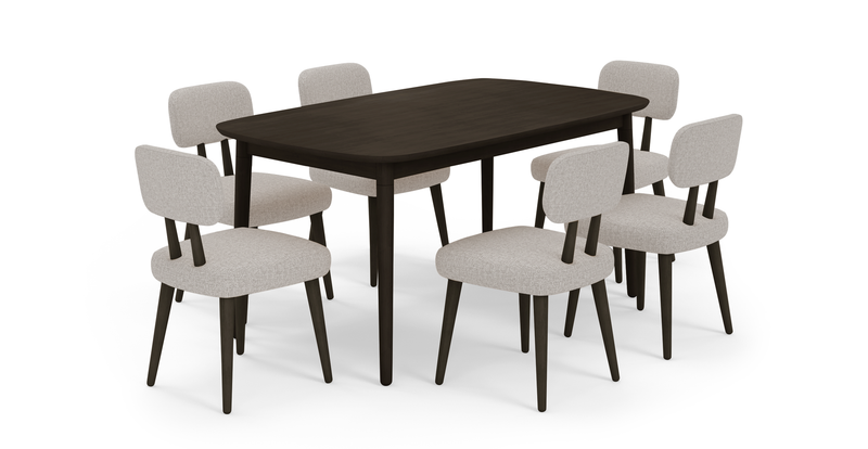 Lyno extendable dining table set (6-piece Roa) - fabric