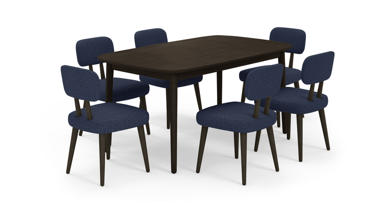 Lyno extendable dining table set (6-piece Roa) - fabric