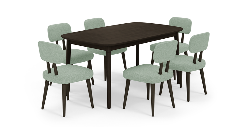 Lyno extendable dining table set (6-piece Roa) - fabric