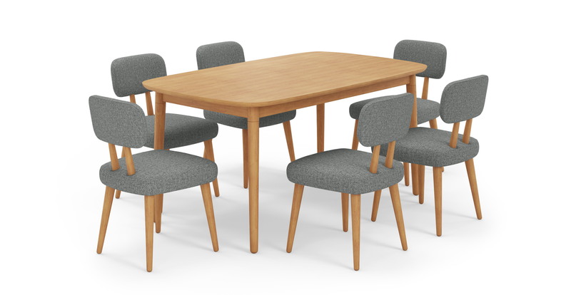 Lyno extendable dining table set (6-piece Roa) - fabric