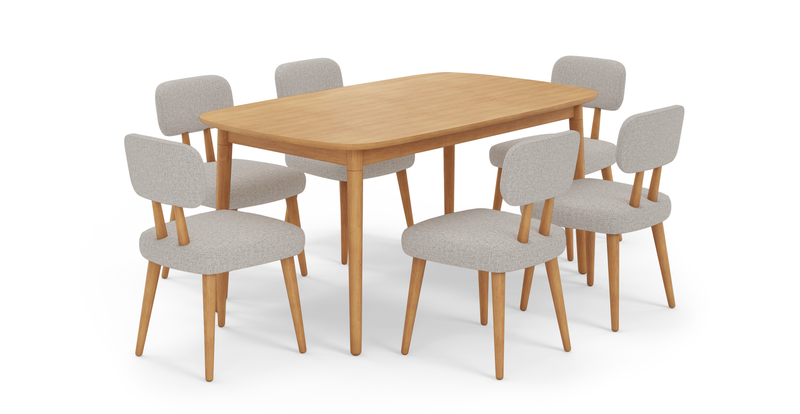 Lyno extendable dining table set (6-piece Roa) - fabric