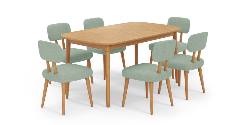 Lyno extendable dining table set (6-piece Roa) - fabric