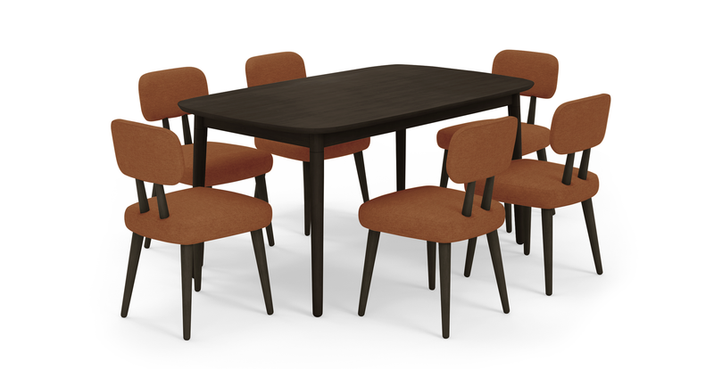 Lyno fixed dining table set (6-piece Roa) - Performance fabric