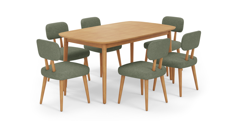 Lyno extendable dining table set (6-piece Roa) - Performance fabric