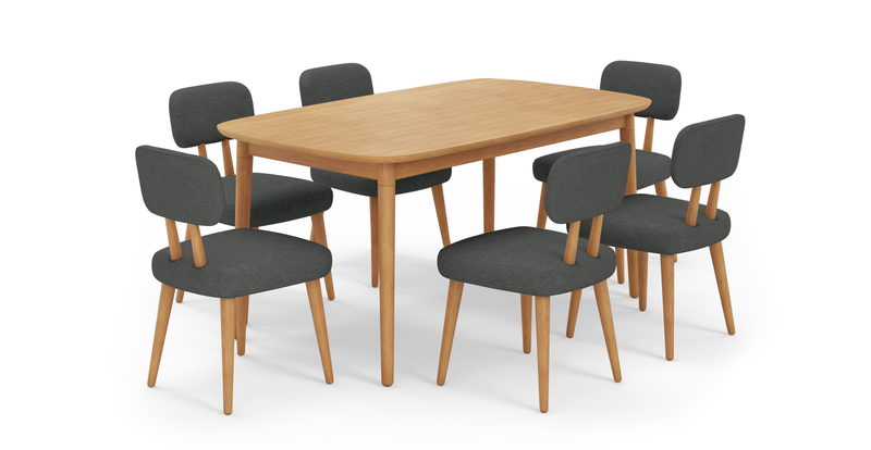 Lyno extendable dining table set (6-piece Roa) - Performance fabric