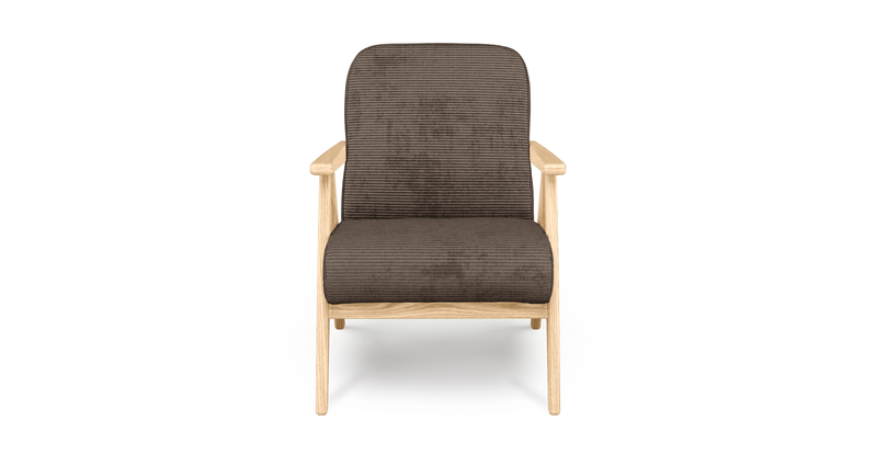 Levy oak accent chair - Cord velour