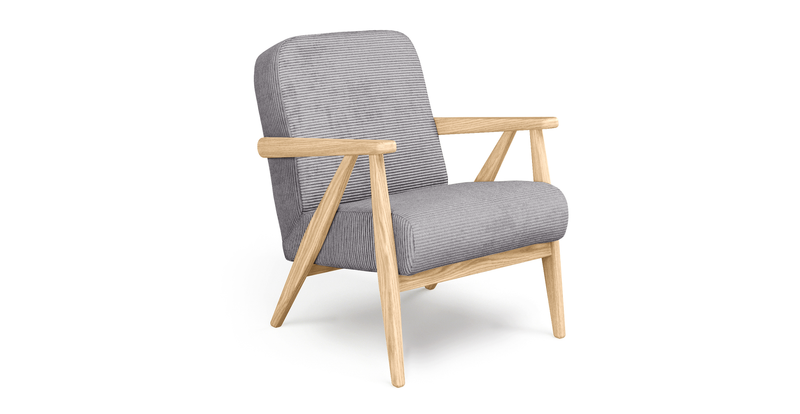 Levy oak accent chair - Cord velour