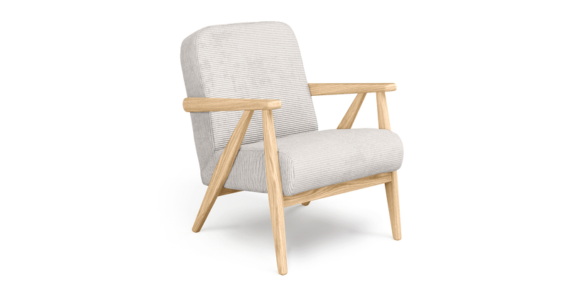 Levy oak accent chair - Cord velour