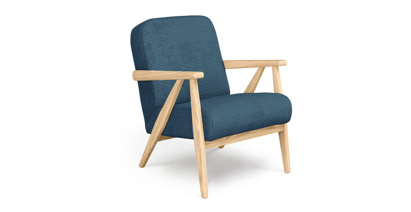 Levy oak accent chair - Cord velour